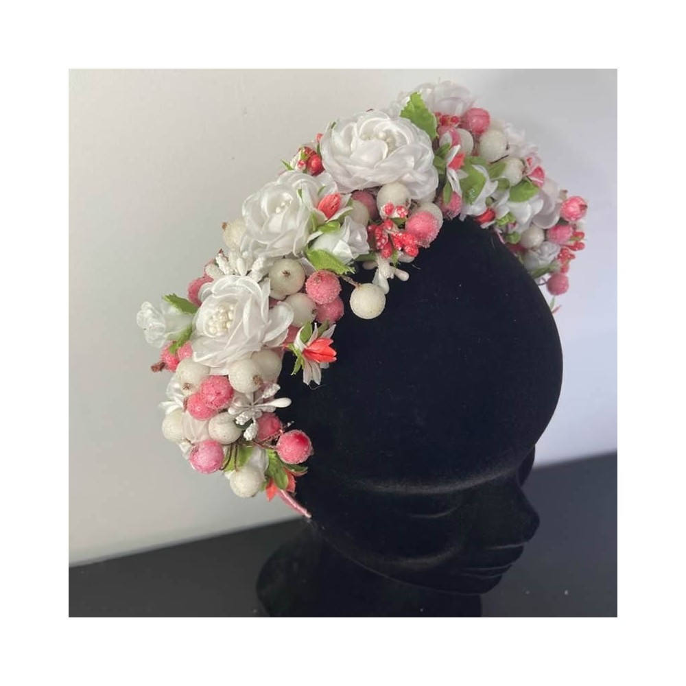 Diadema Grande Blanco-Rosa